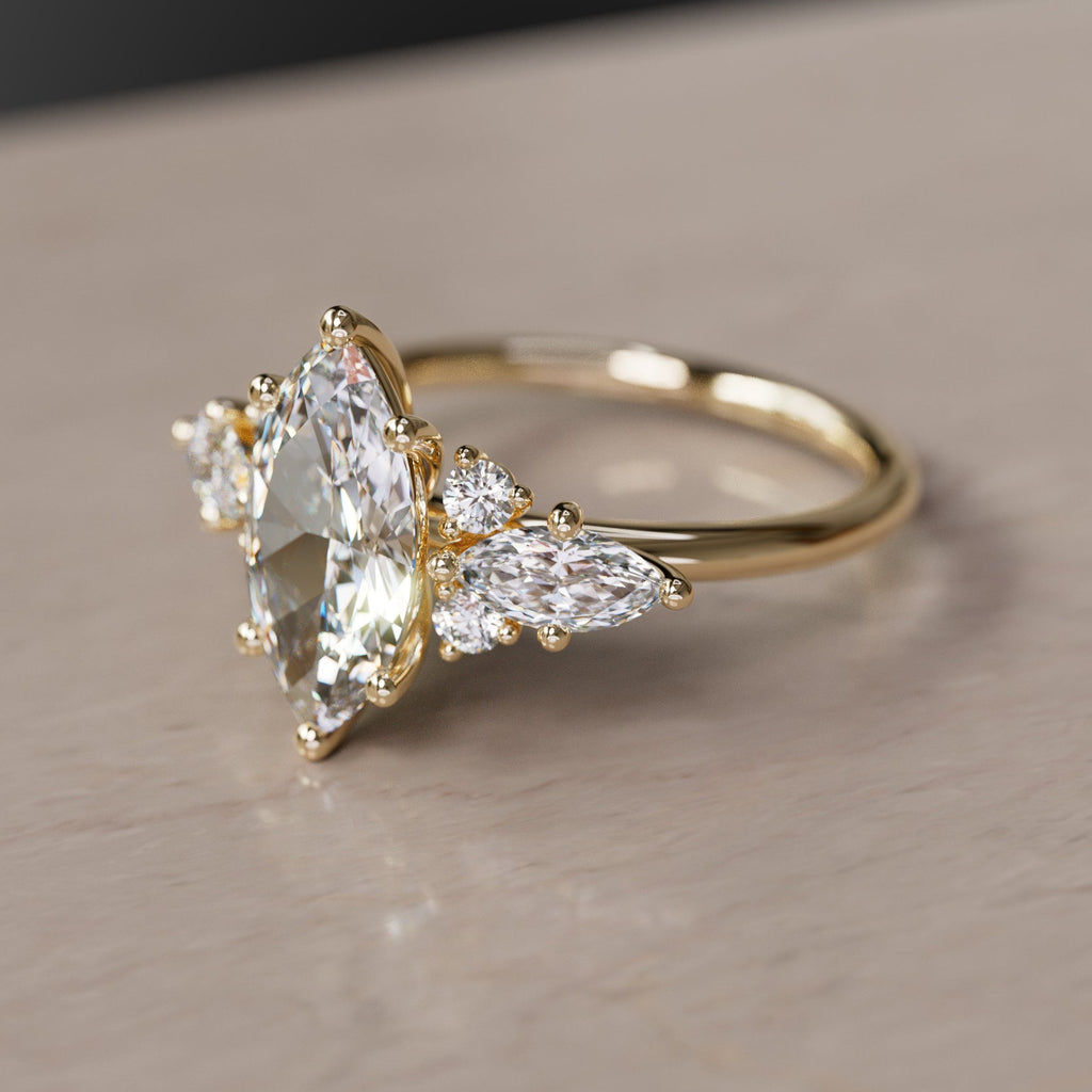 Fantasy Engagement Ring with Marquise Diamonds By Valley Rose
