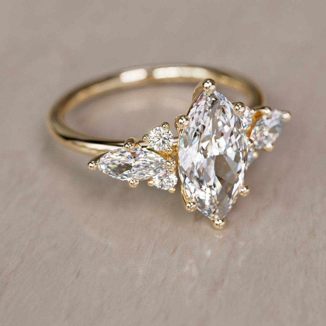 Fantasy Engagement Ring with Marquise Diamonds By Valley Rose