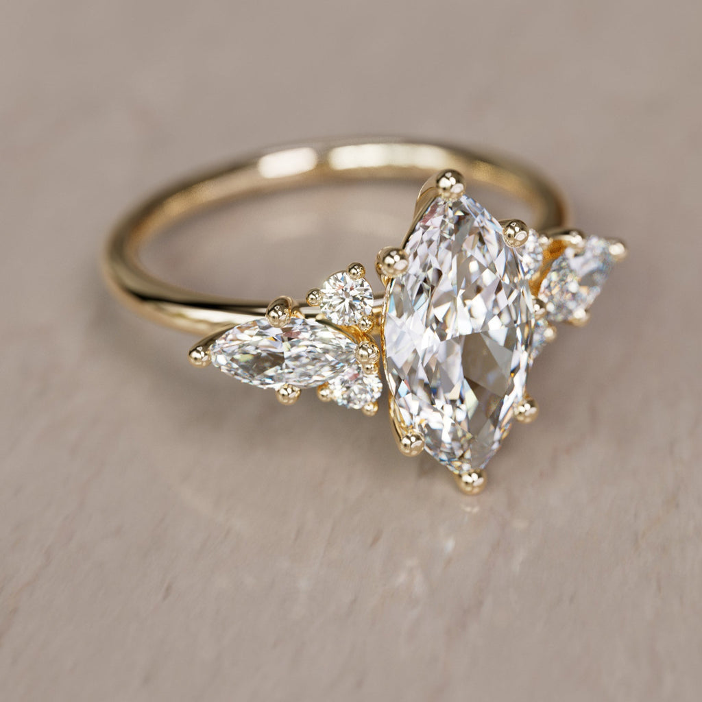 Fantasy Engagement Ring with Marquise Diamonds By Valley Rose