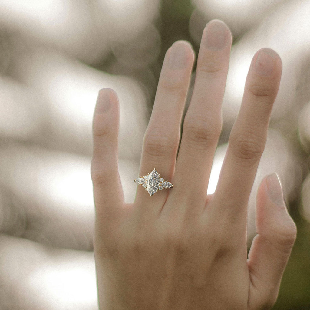 Fantasy Engagement Ring with Marquise Diamonds By Valley Rose