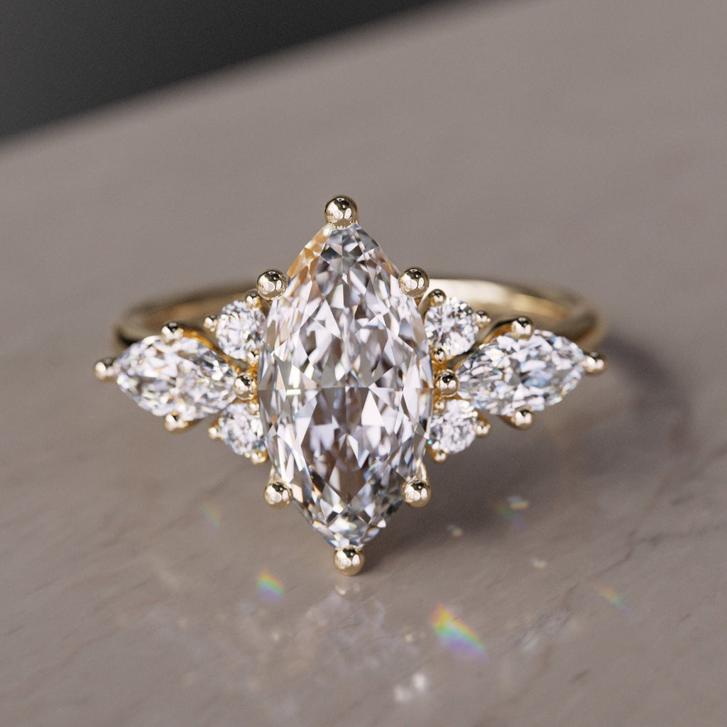 Fantasy Engagement Ring with Marquise Diamonds By Valley Rose