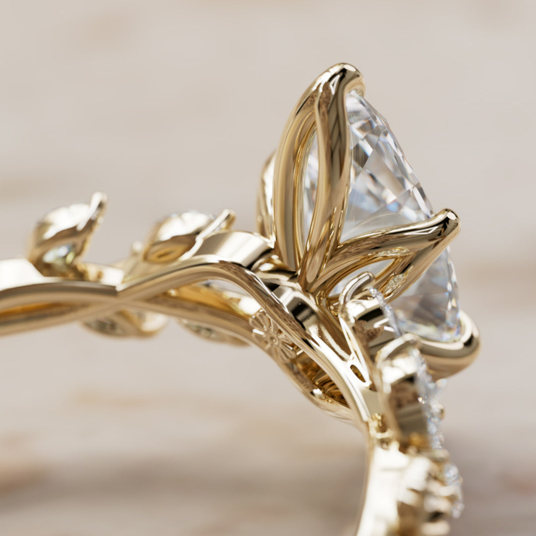 Farren Marquise Labor-Diamant Verlobungsring Märchenblume Naturinspiriert