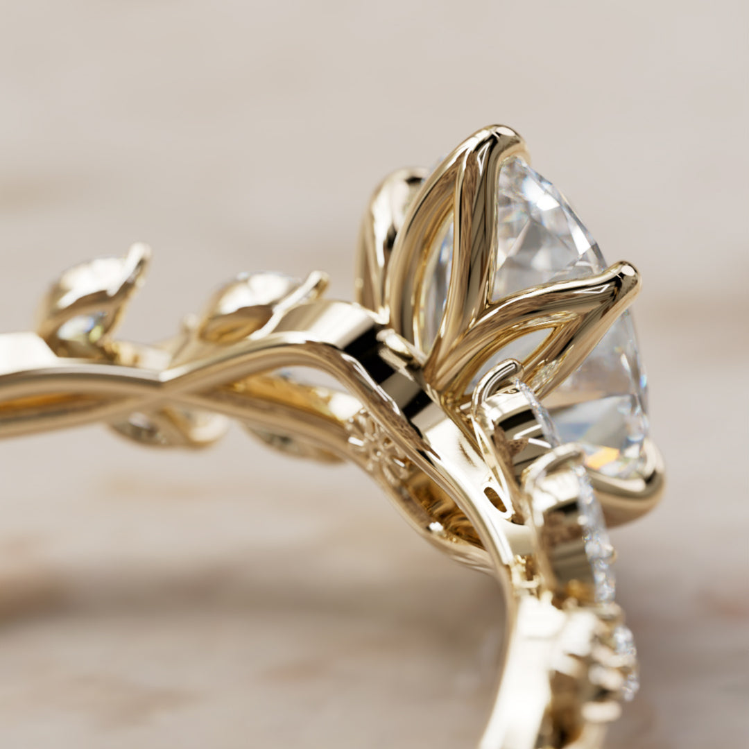 Farren Oval Lab Diamond Engagement Fairy Flower Ring Nature Inspired By Valley Rose