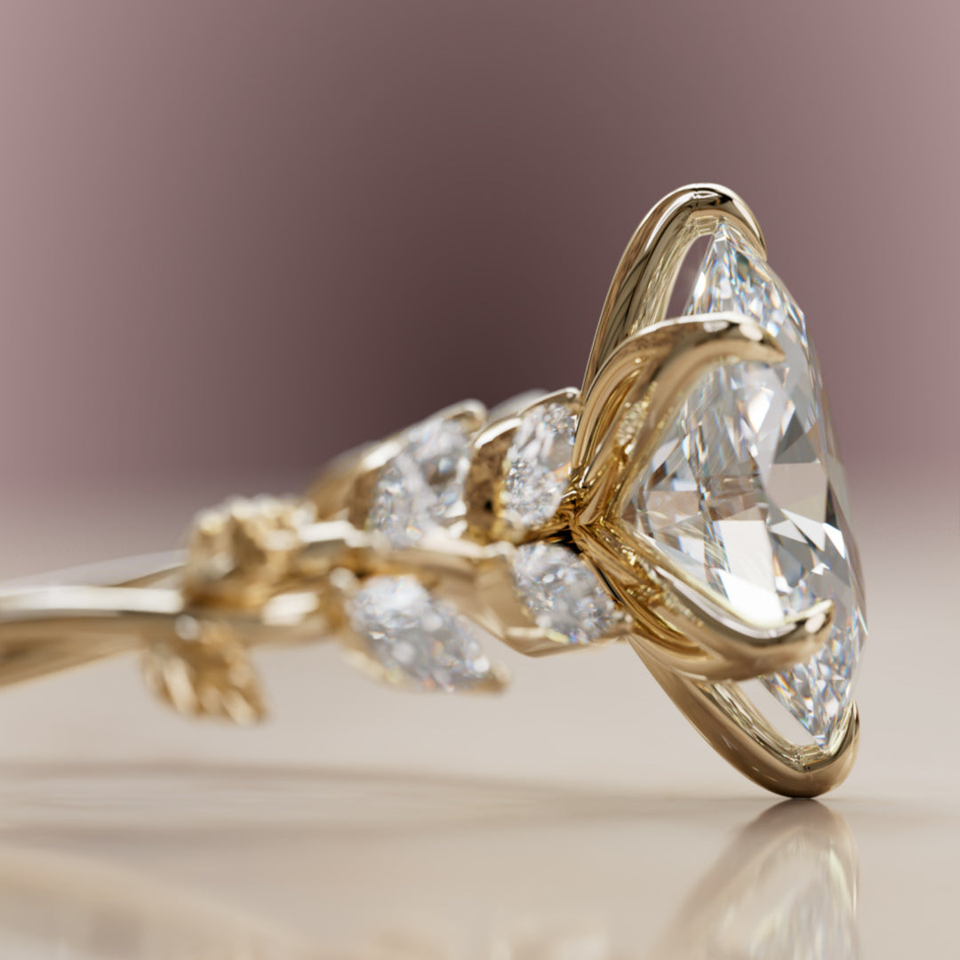 Farren Oval Lab Diamond Engagement Fairy Flower Ring Nature Inspired By Valley Rose