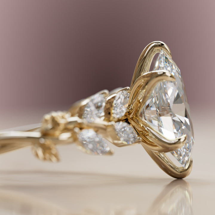 Farren Oval Lab Diamond Engagement Fairy Flower Ring Nature Inspired By Valley Rose