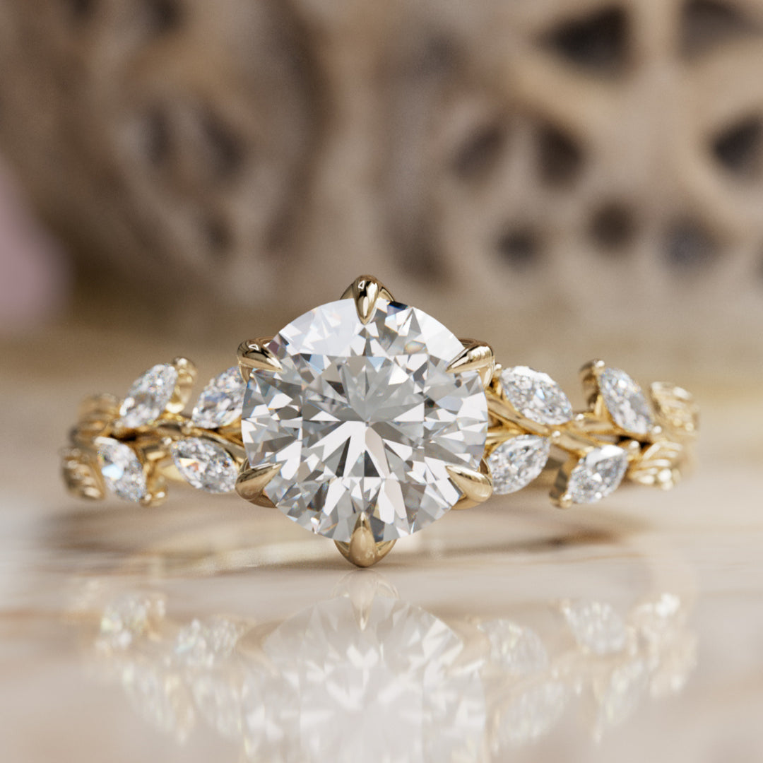 Farren Round Lab Diamond Engagement Fairy Flower Ring Nature Inspired By Valley Rose