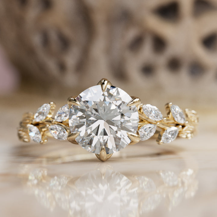 Farren Round Lab Diamond Engagement Fairy Flower Ring Nature Inspired By Valley Rose