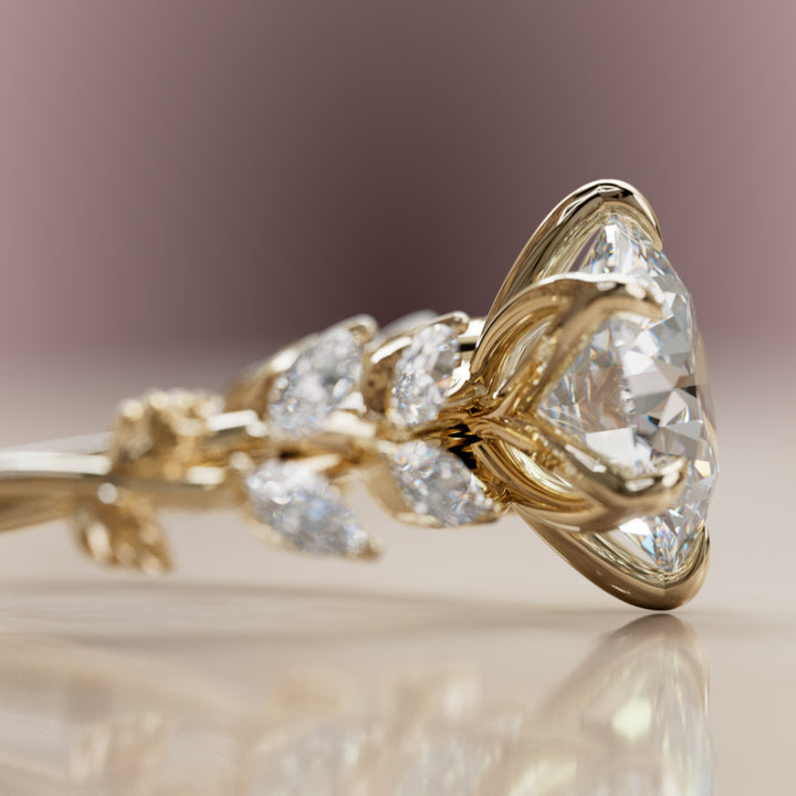 Farren Round Lab Diamond Engagement Fairy Flower Ring Nature Inspired By Valley Rose