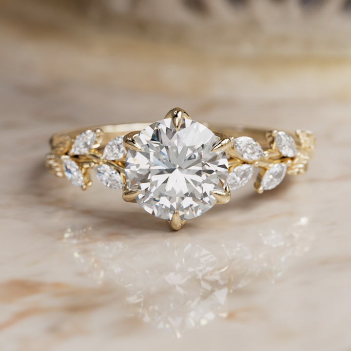 Farren Round Lab Diamond Engagement Fairy Flower Ring Nature Inspired By Valley Rose