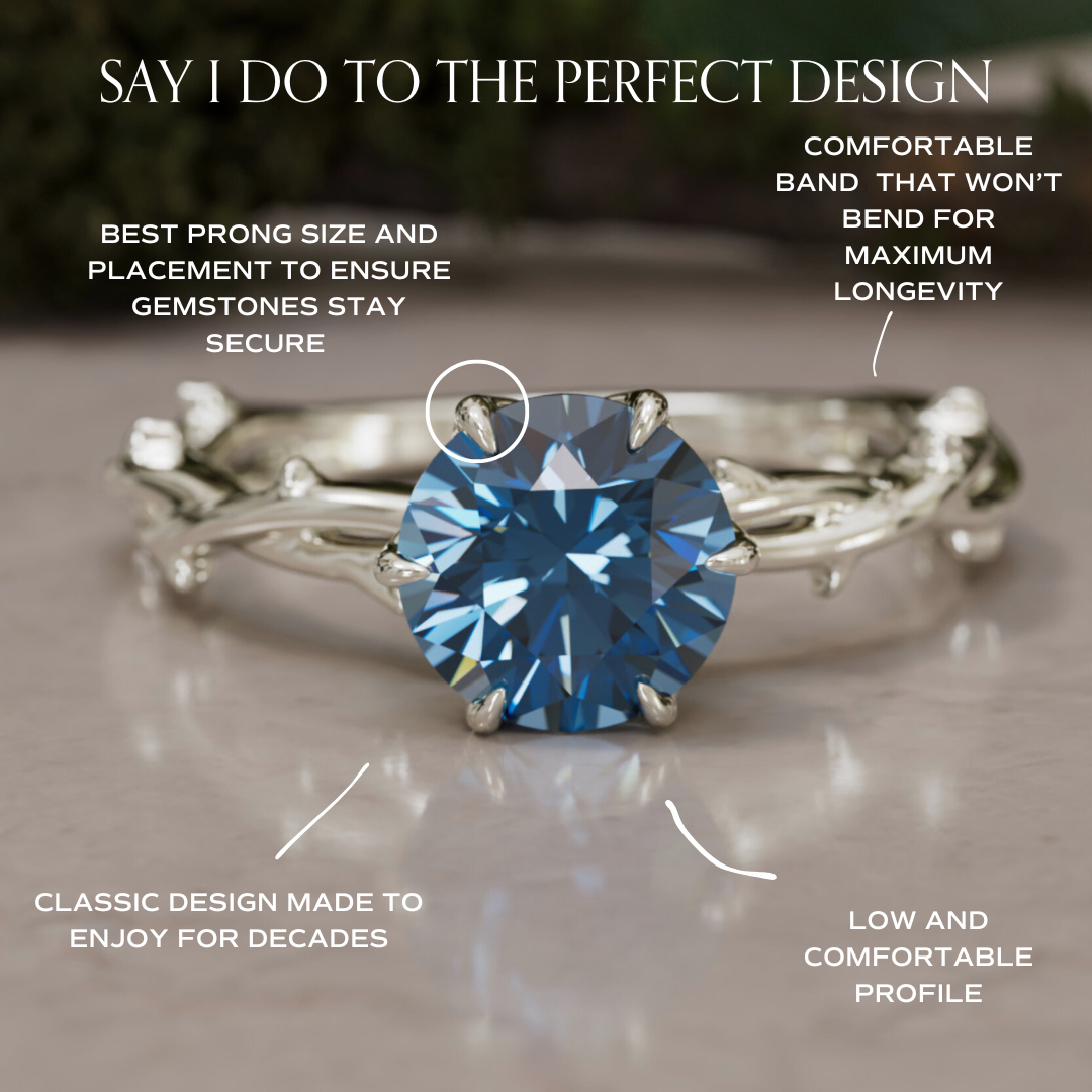 Ferelith Round Blue Sapphire Fantasy Nature Branch Engagement Ring By Valley Rose