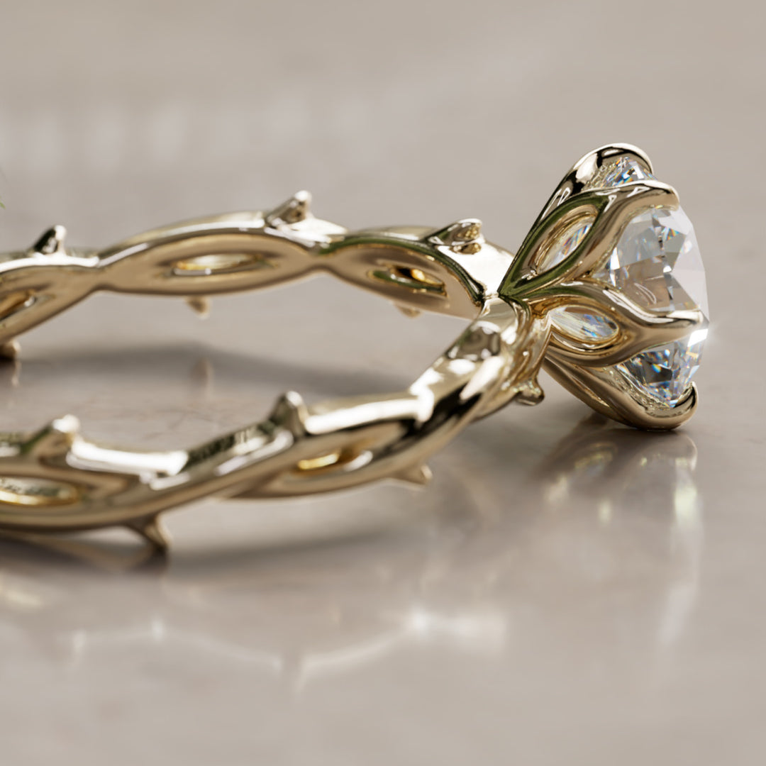 Ferelith Round Lab Diamond Fantasy Nature Engagement Ring By Valley Rose
