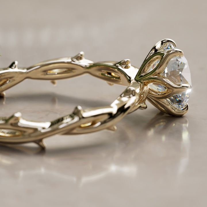 Ferelith Round Lab Diamond Fantasy Nature Engagement Ring By Valley Rose
