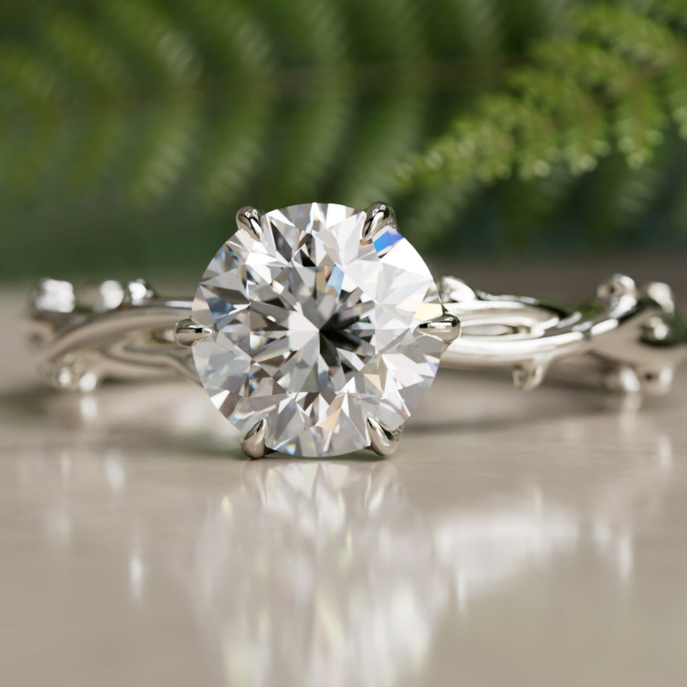 Ferelith Round Lab Diamond Fantasy Nature Engagement Ring By Valley Rose