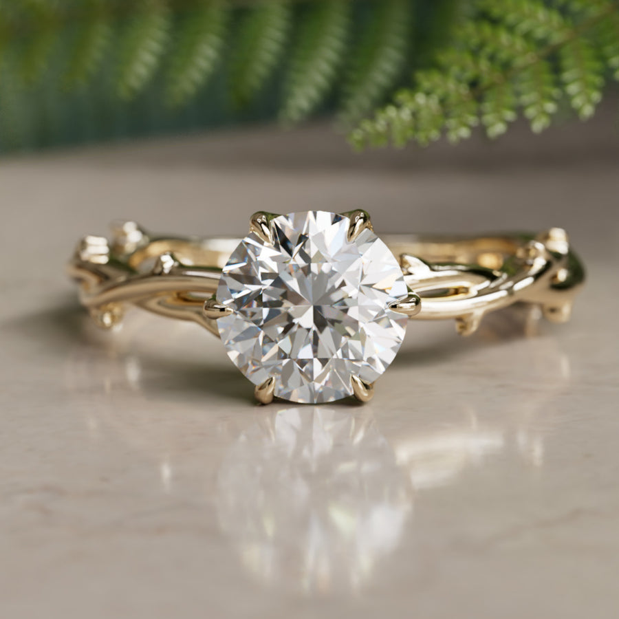 Ferelith Round Lab Diamond Fantasy Nature Engagement Ring By Valley Rose