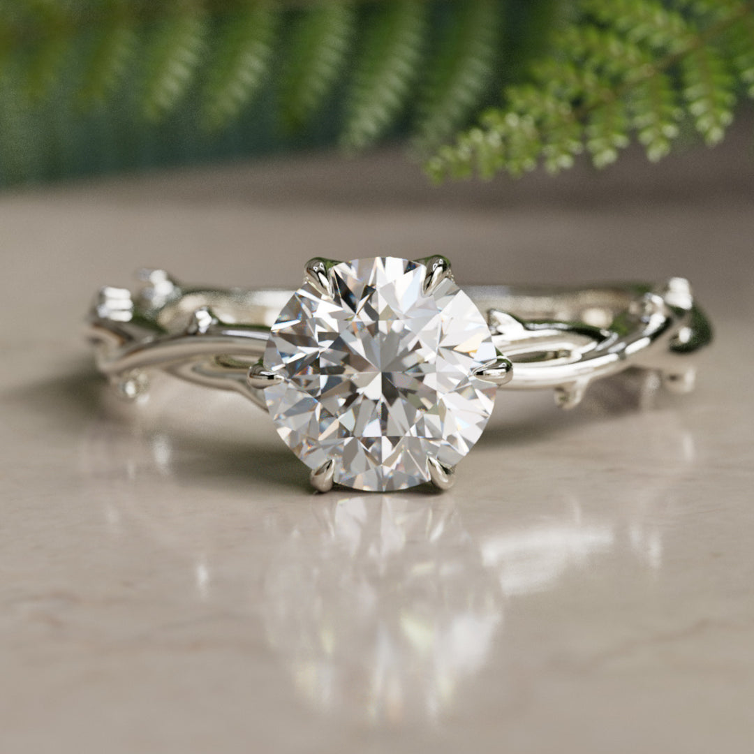 Ferelith Round Lab Diamond Fantasy Nature Engagement Ring By Valley Rose