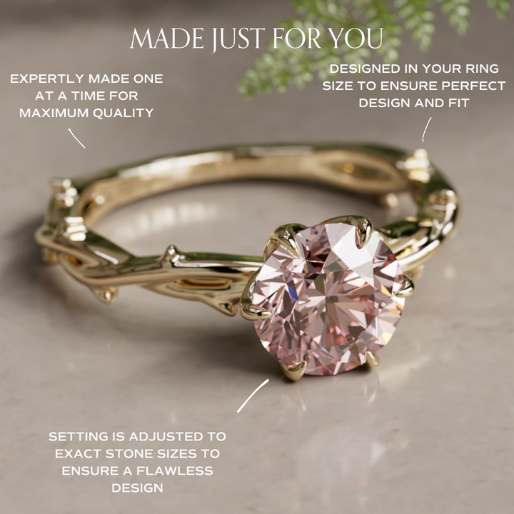 Ferelith Round Pink Diamond Modern Unique Engagement Ring By Valley Rose