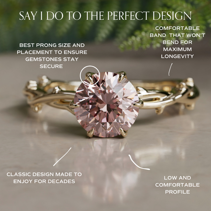Ferelith Round Pink Diamond Modern Unique Engagement Ring By Valley Rose