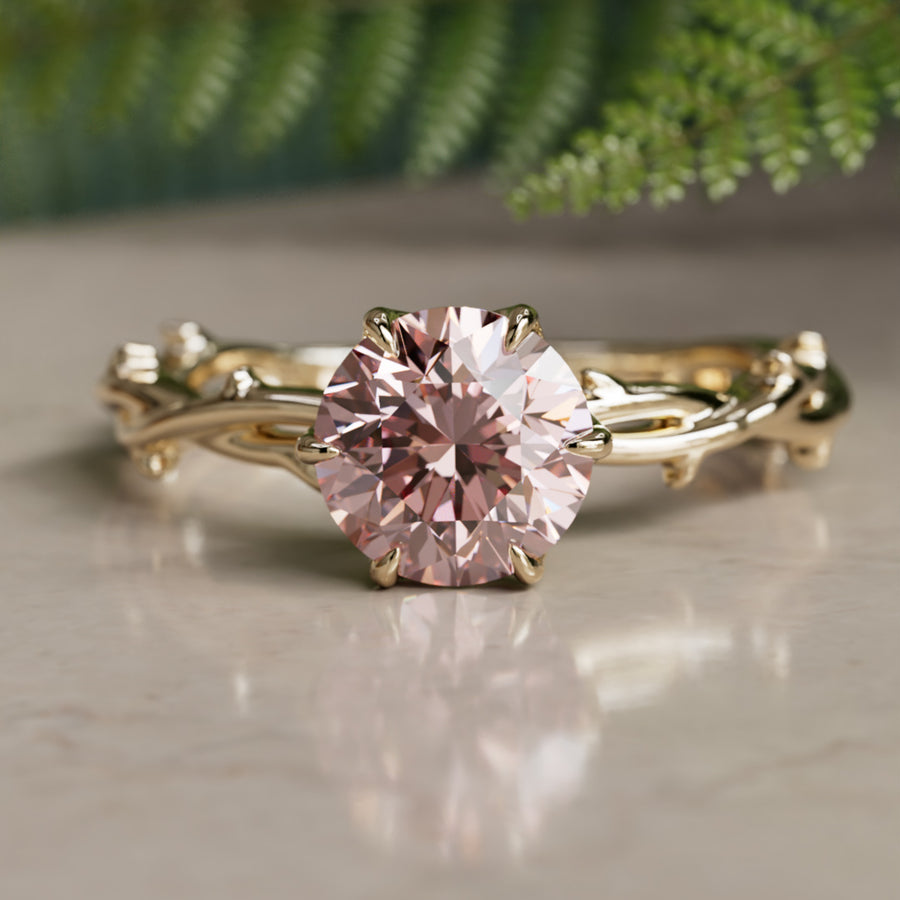 Ferelith Round Pink Diamond Modern Unique Engagement Ring By Valley Rose