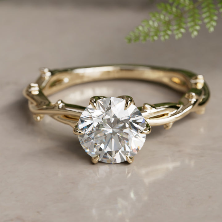 Inel de logodnă Ferelith Round Lab Diamond Fantasy Nature