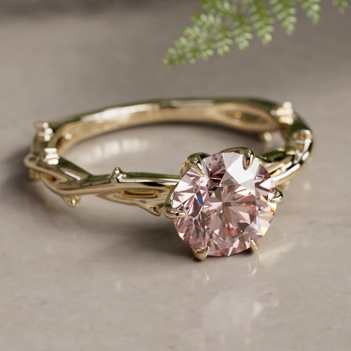 Bague de fiançailles unique moderne ronde en diamant Nora sertie clos solitaire