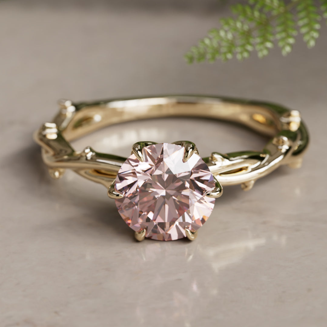 Bague de fiançailles unique moderne ronde en diamant Nora sertie clos solitaire