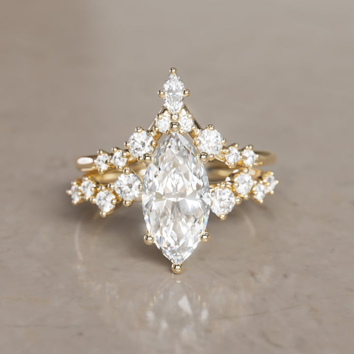 Fern Marquise Lab Diamond Engagement Flower Ring Nature Inspired By Valley Rose