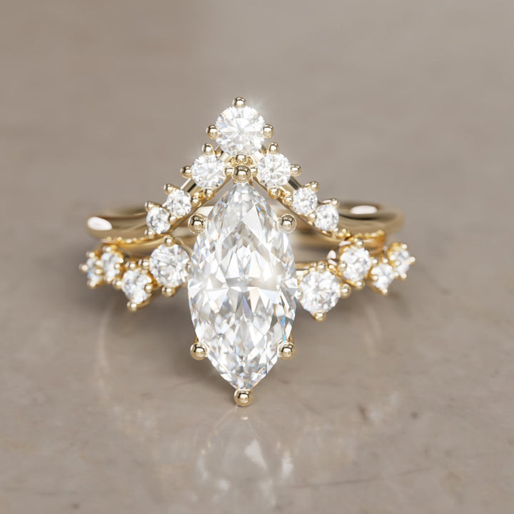 Fern Marquise Lab Diamond Engagement Flower Ring Nature Inspired By Valley Rose