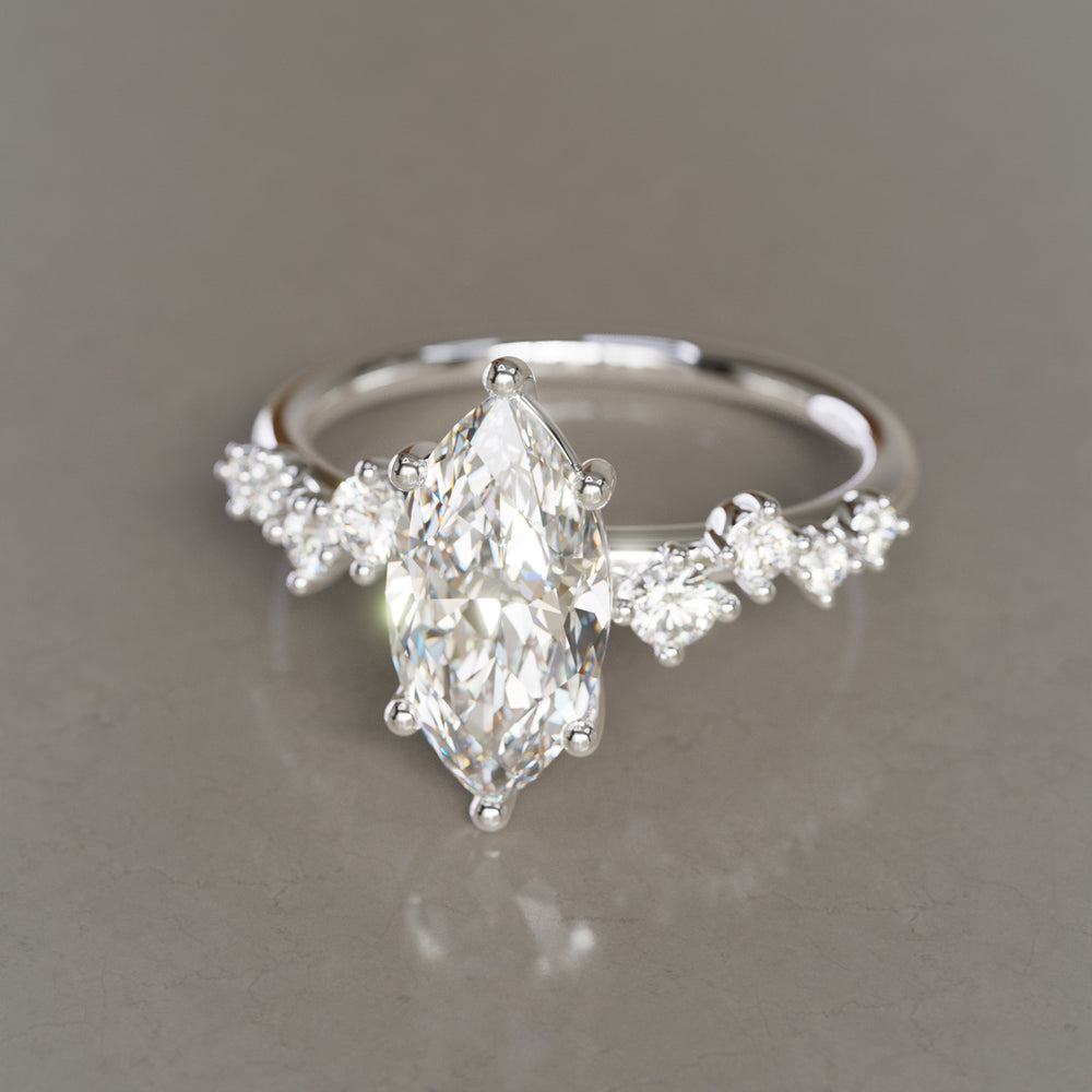 Fern Marquise Lab Diamond Engagement Flower Ring Nature Inspired By Valley Rose