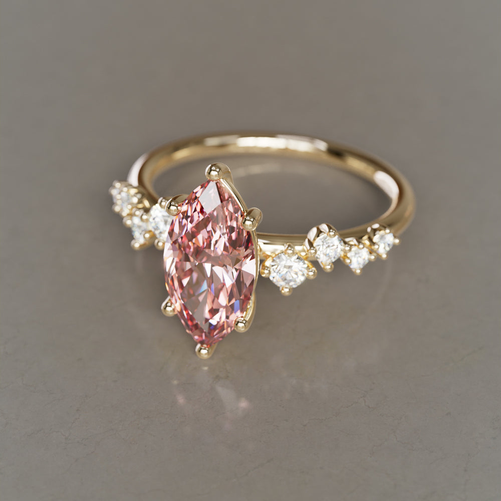 Celestial engagement ring Nature Inspired with Marquise Pink Diamond By Valley Rose