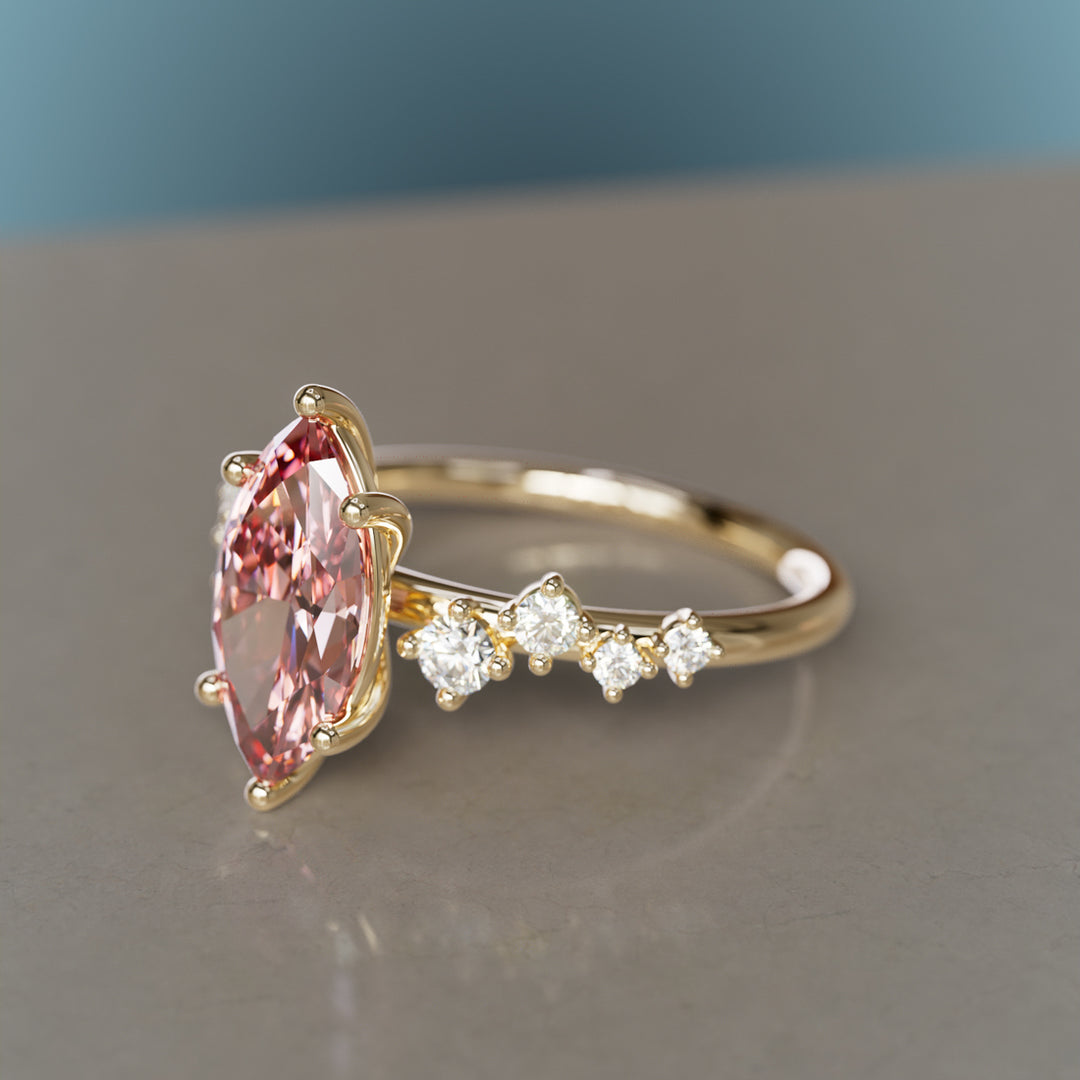 Celestial engagement ring Nature Inspired with Marquise Pink Diamond By Valley Rose