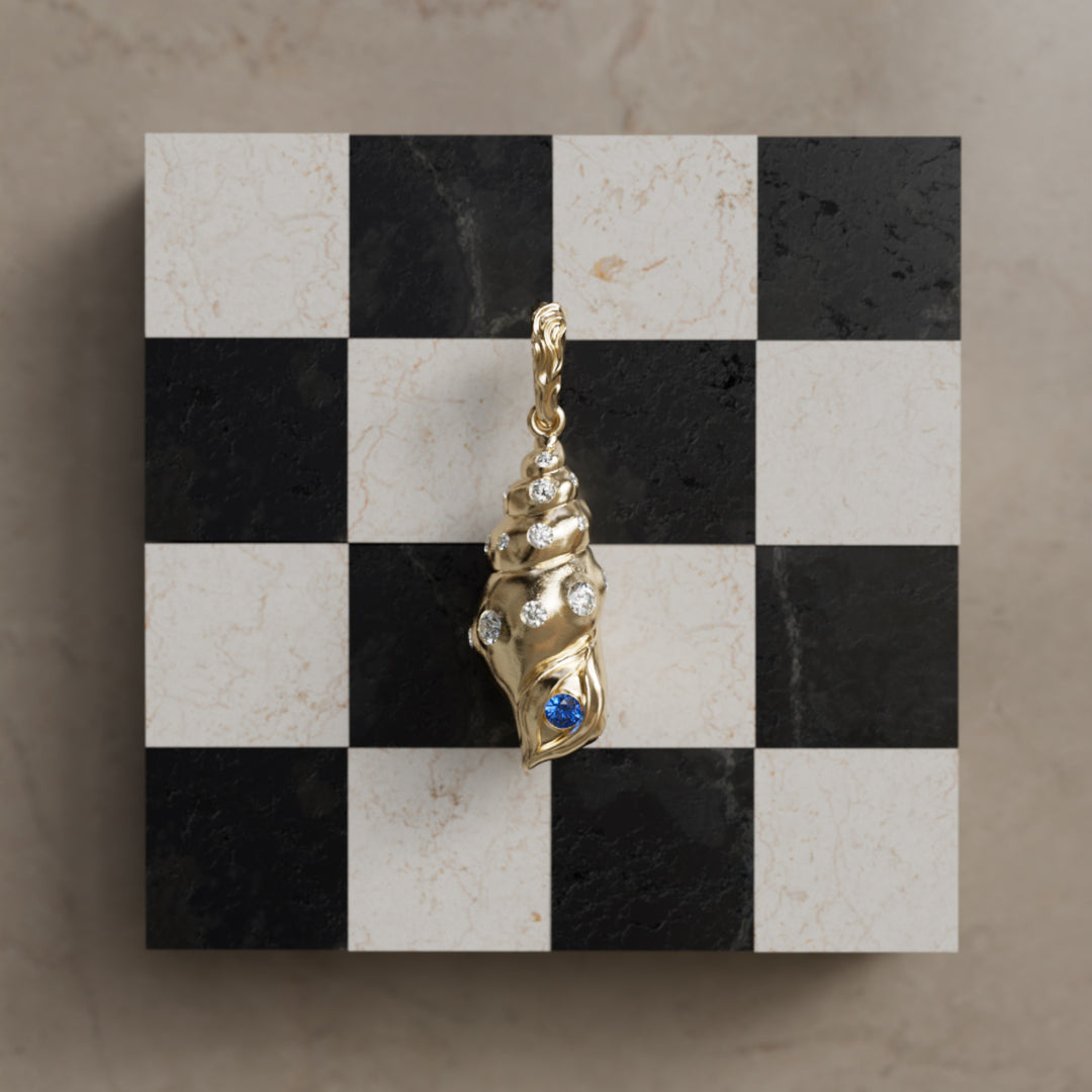 Fibonacci Seashell Pendant, Blue Sapphire By Valley Rose