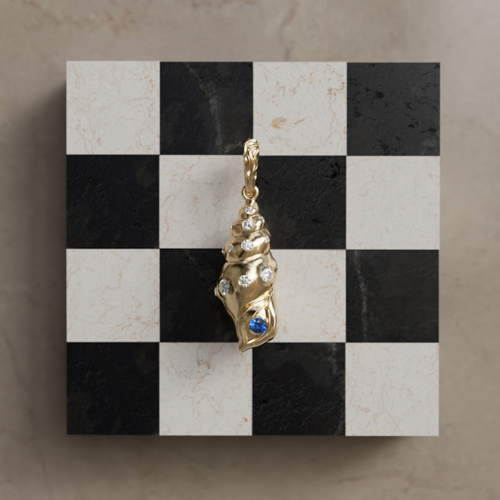 Fibonacci Seashell Pendant, Blue Sapphire By Valley Rose