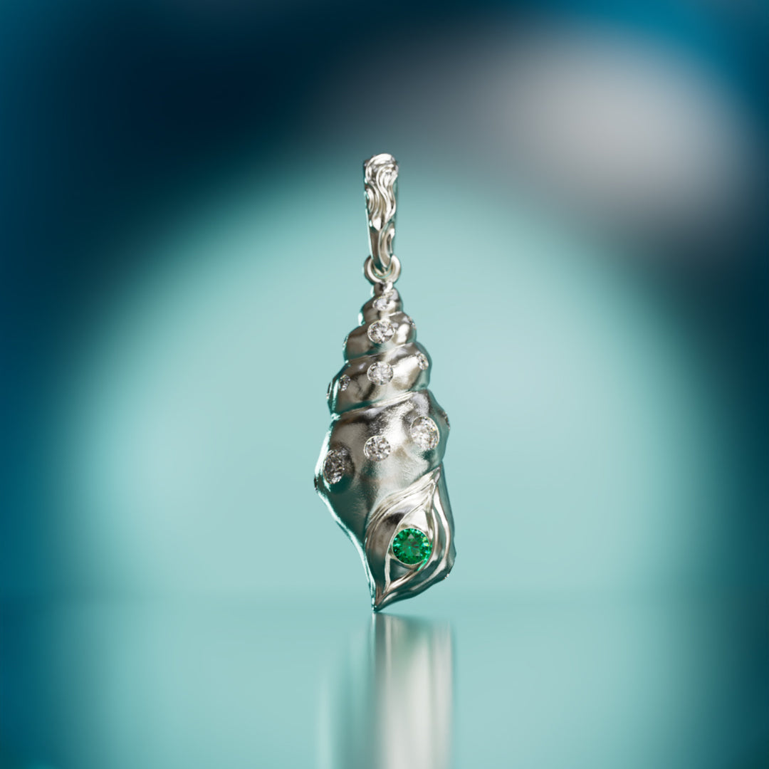Fibonacci Seashell Pendant, Emerald By Valley Rose