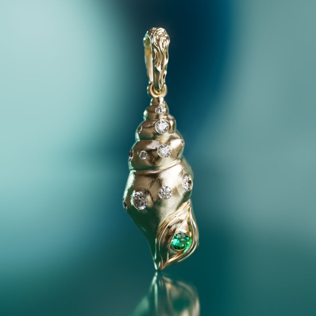 Fibonacci Seashell Pendant, Emerald By Valley Rose