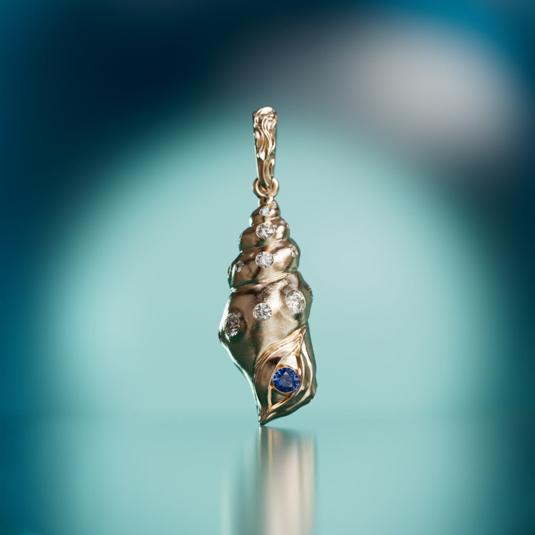 Fibonacci Seashell Pendant, Blue Sapphire By Valley Rose