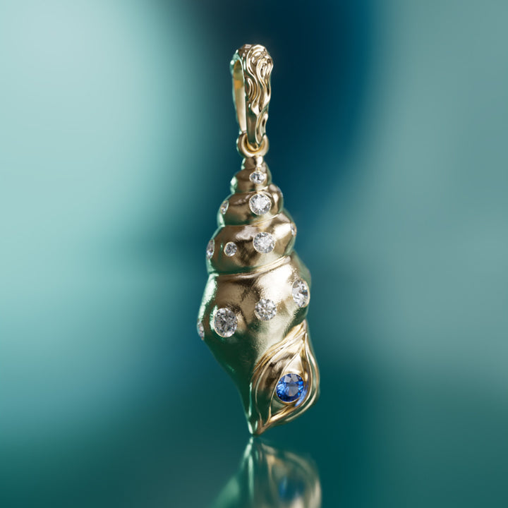 Fibonacci Seashell Pendant, Blue Sapphire By Valley Rose