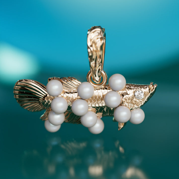 Fish Out Of Water Surrealist Pendant with Pearls By Valley Rose