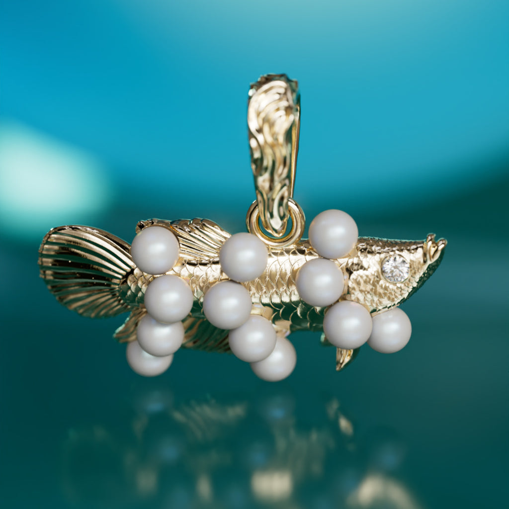 Fish Out Of Water Surrealist Pendant with Pearls By Valley Rose