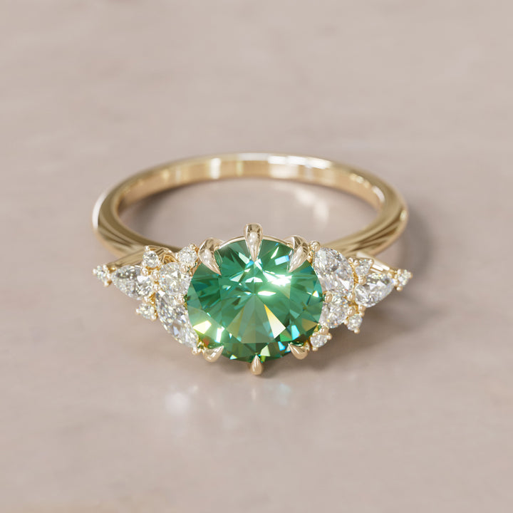 Unique Flower Green Sapphire Engagement Ring Nature Inspired By Valley Rose
