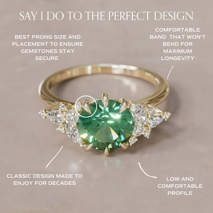 Unique Flower Green Sapphire Engagement Ring Nature Inspired By Valley Rose