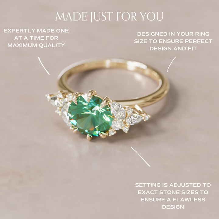Unique Flower Green Sapphire Engagement Ring Nature Inspired By Valley Rose