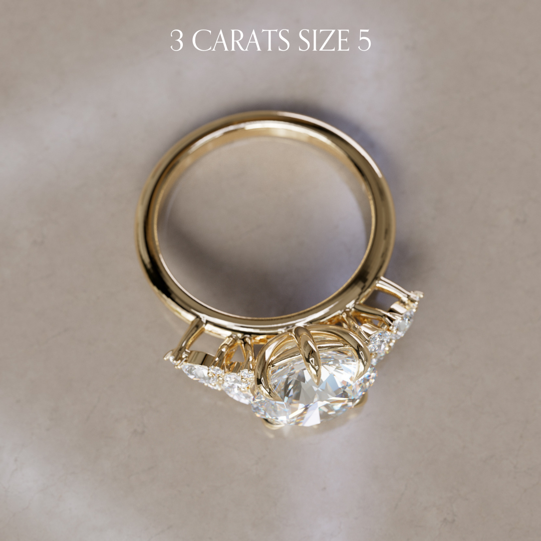 Gaia Round Lab Diamond Engagement Flower Ring Nature Inspired By Valley Rose