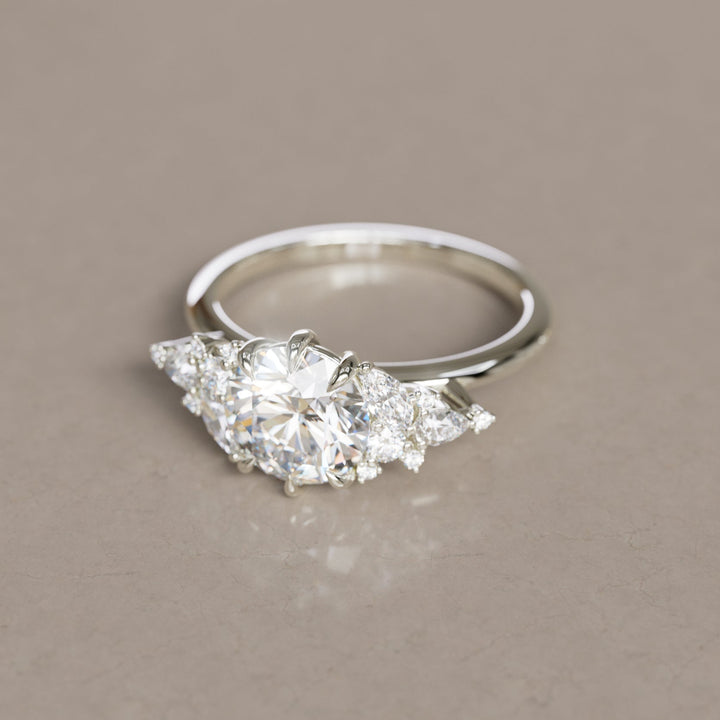 Gaia Round Lab Diamond Engagement Flower Ring Nature Inspired By Valley Rose