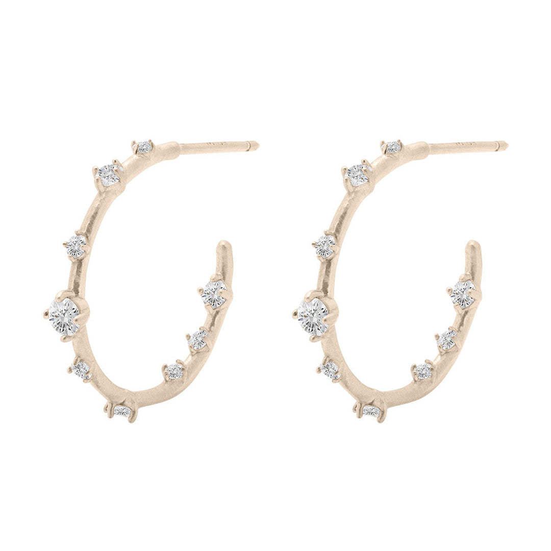 Galaxy Celestial Diamond Gold Hoop Earrings Lab Diamond By Valley Rose Ethical Jewelry