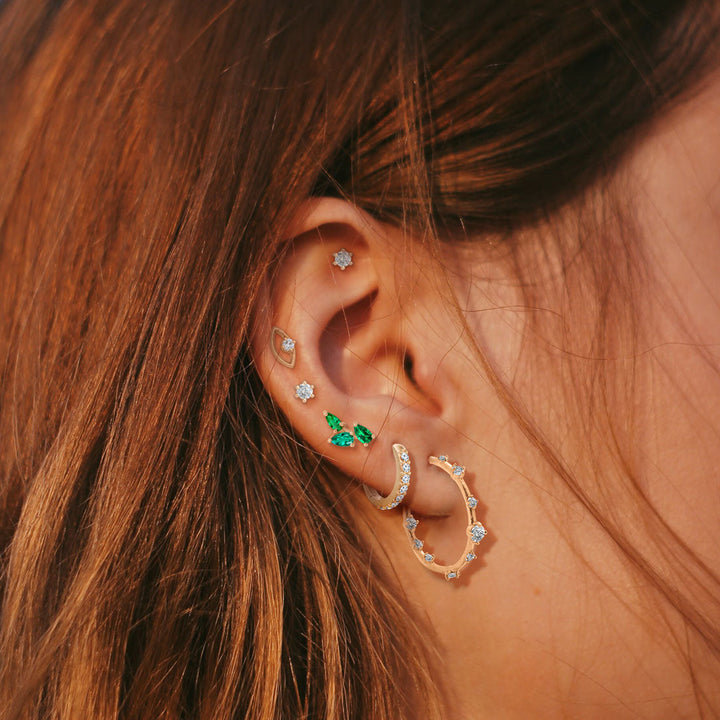 Galaxy Celestial Diamond Gold Hoop Earrings Lab Diamond By Valley Rose Ethical Jewelry