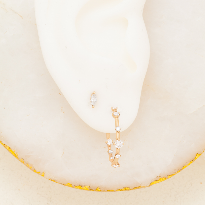 Galaxy Celestial Diamond Gold Hoop Earrings Lab Diamond By Valley Rose Ethical Jewelry