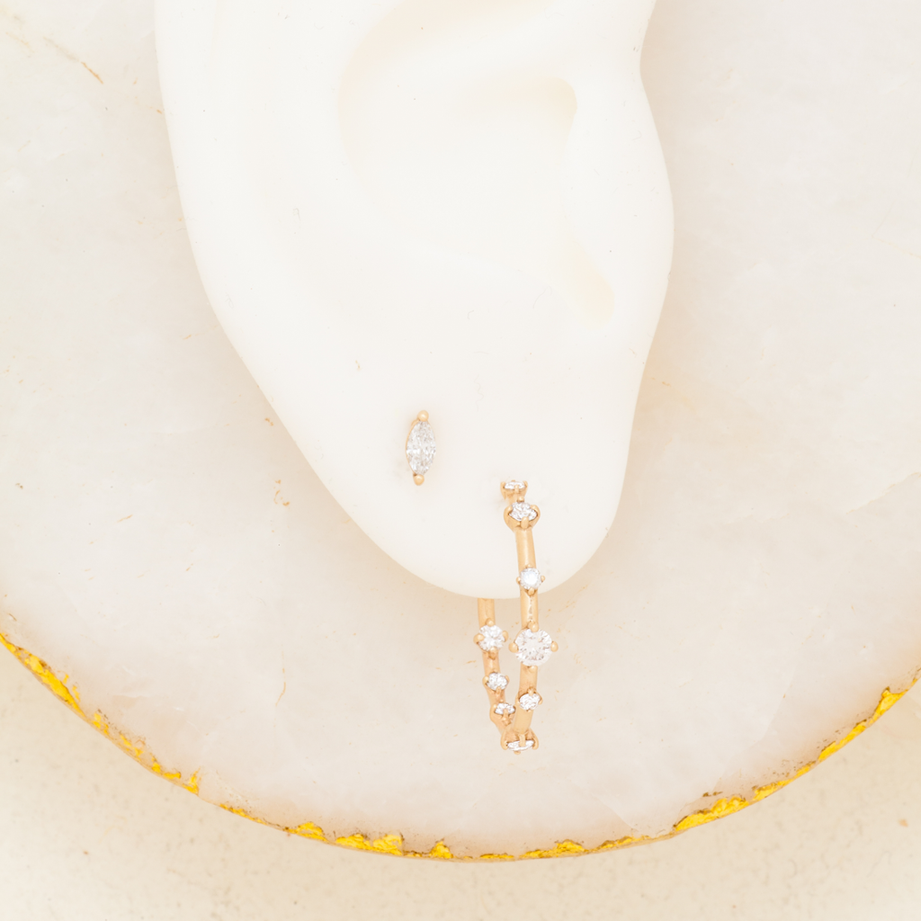 Galaxy Celestial Diamond Gold Hoop Earrings Lab Diamond By Valley Rose Ethical Jewelry