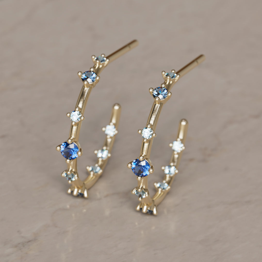 Galaxy Hoops, Ombré blár safír (Tilbúinn til sendingar)