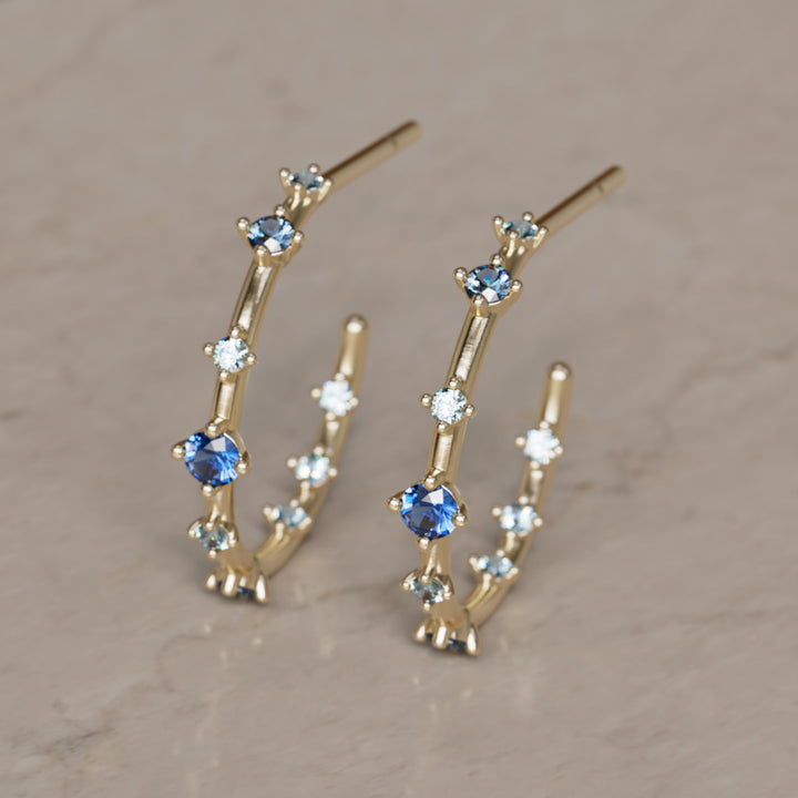 Galaxy Hoops, Ombré blár safír (Tilbúinn til sendingar)