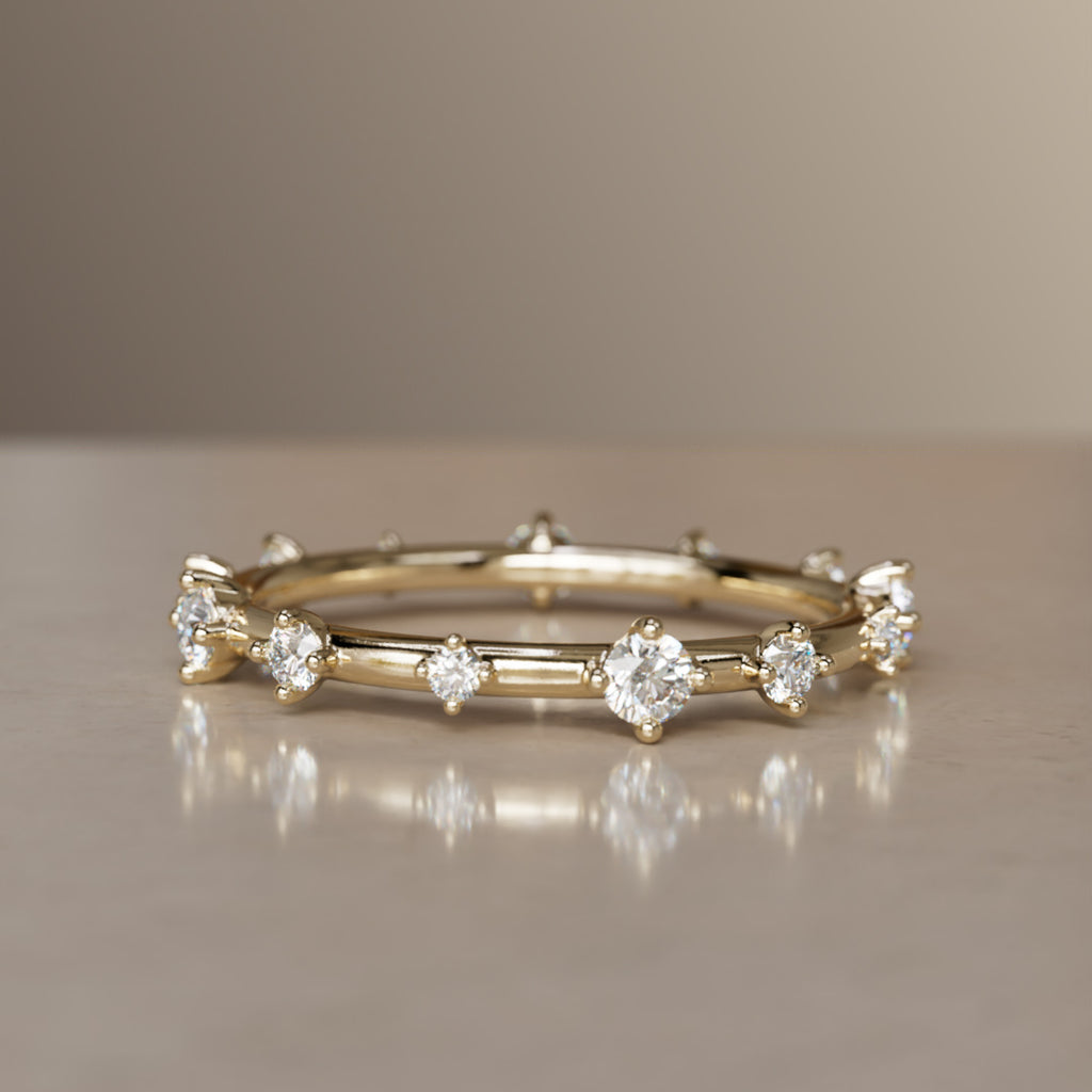 Galaxy Ring Unique Celestial Eternity Band with Lab Diamonds